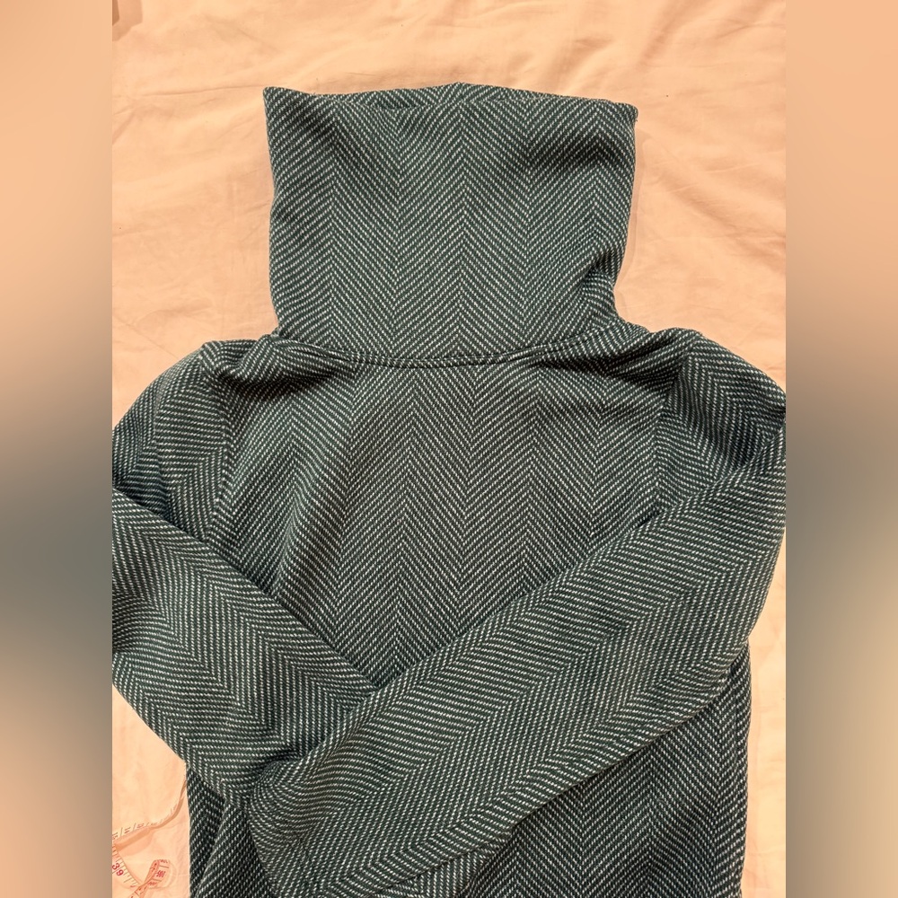 J. Crew Teal Cowl Neck Sweater Long-sleeve funnelneck pullover - Picture 3 of 8